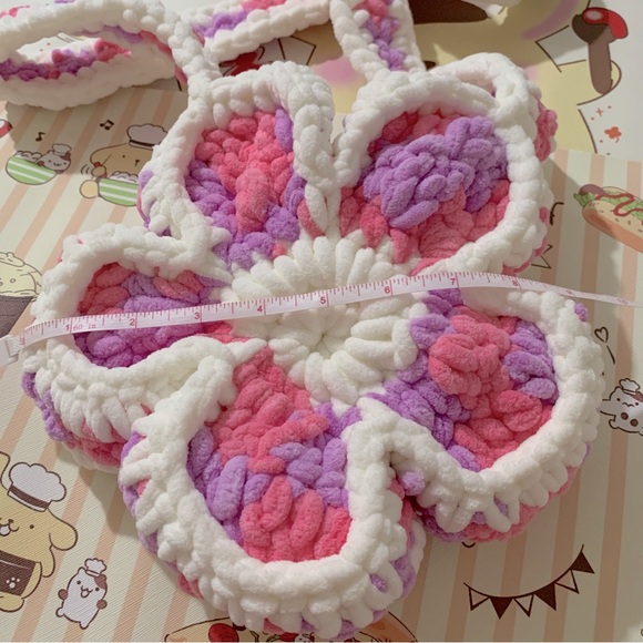 Crochet Pink, Purple and White Flower Design Bag - Picture 4 of 16